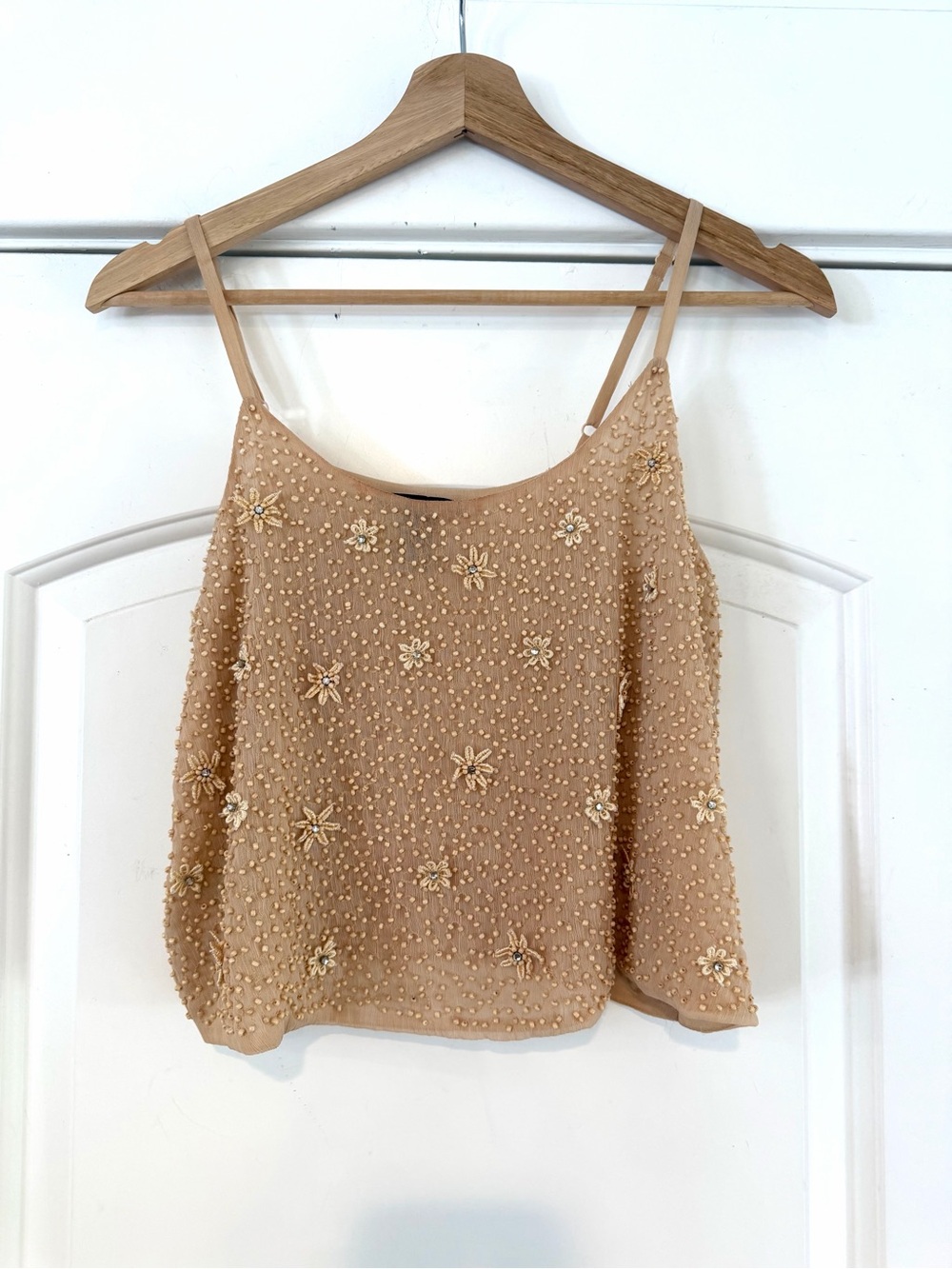 Forever 21 Beaded Floral Crop Tank - S